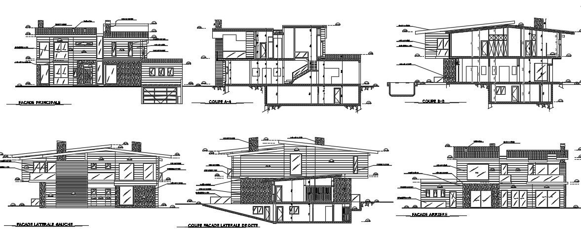 2 Storey House Building Sectional Elevation Drawing DWG File
