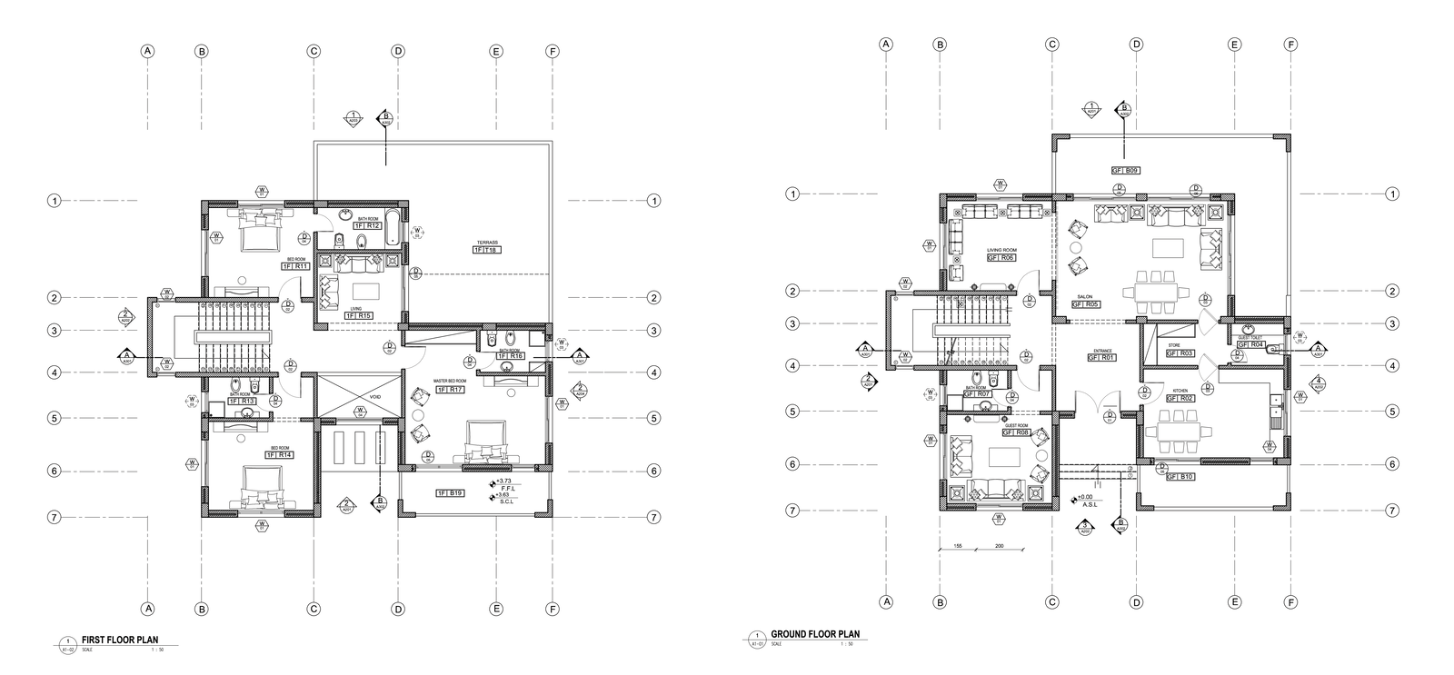 2 Storey House Plan With Sectional Elevation CAD Drawing