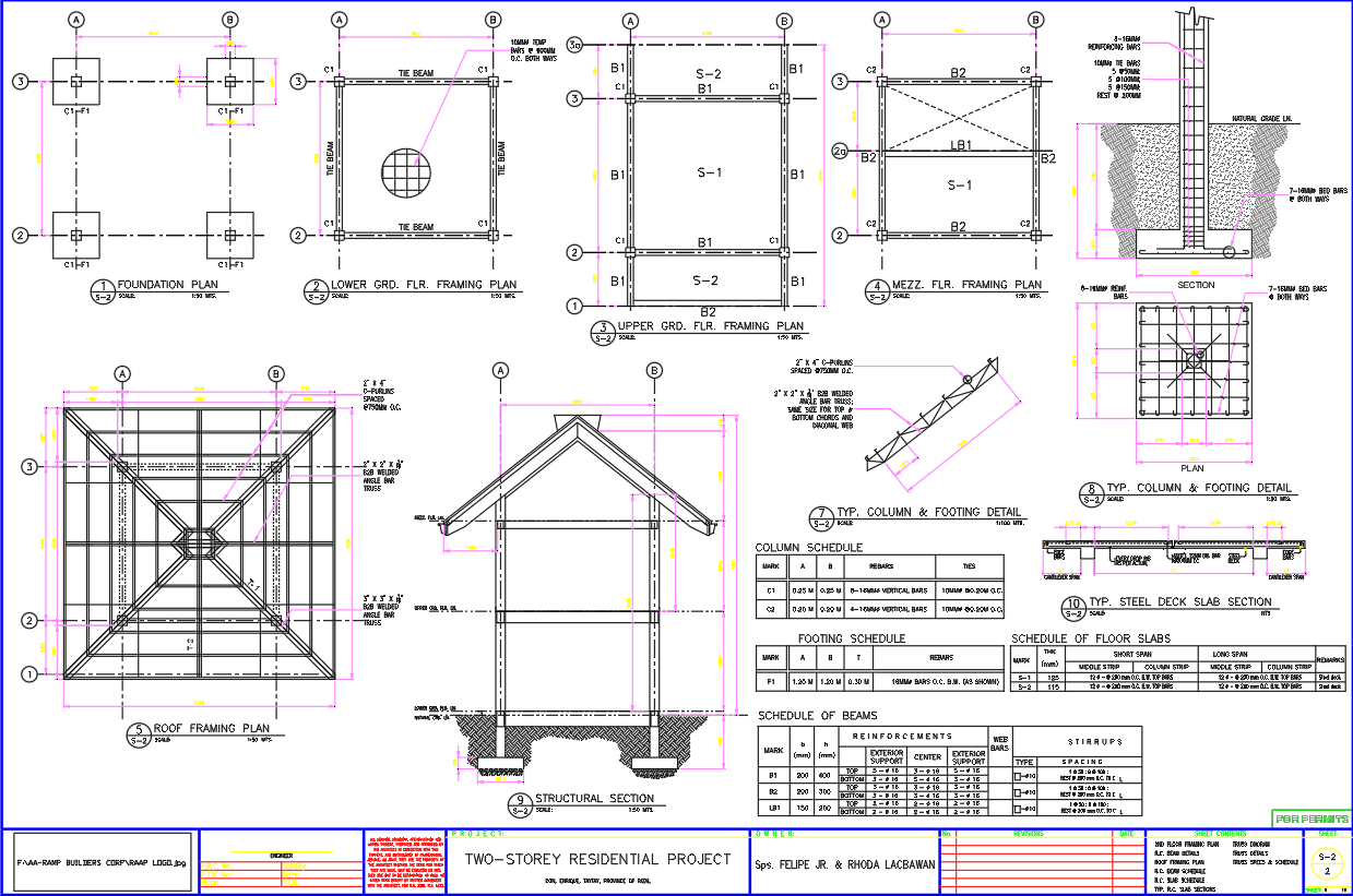 2-Storey Residential Structural DWG Plan for Architects