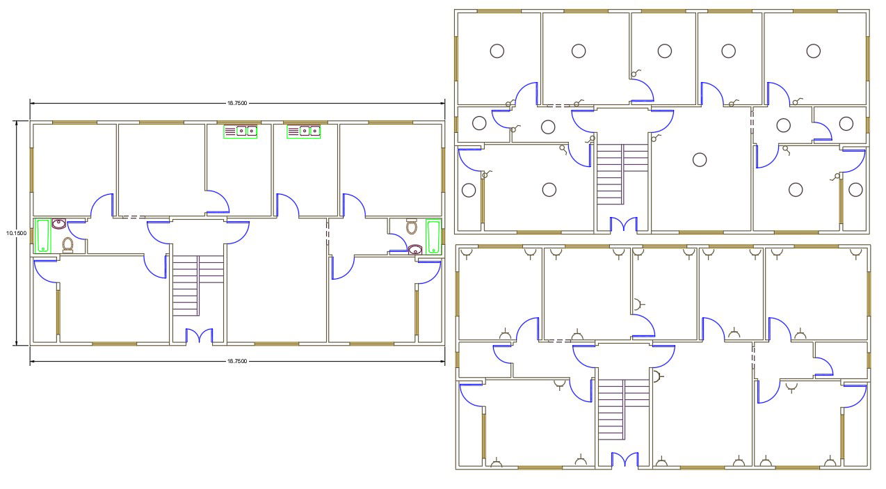 2 Unit Apartment Electrical Layout Plan DWG File