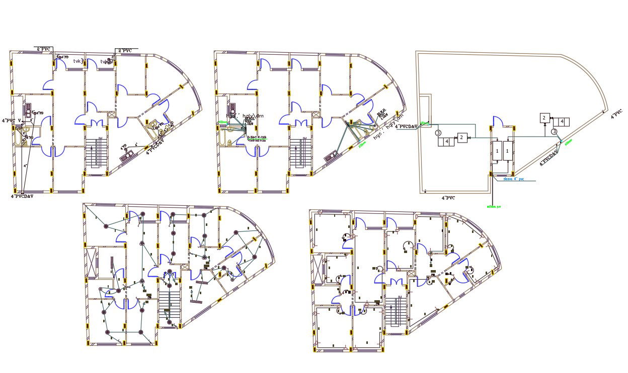 2 Unit House Plumbing And Electrical Layout Plan Design
