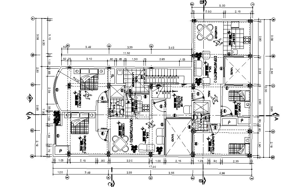 2 Unit Typical Apartment House layout Plan AutoCAD Drawing DWG File