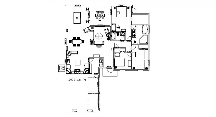 2 d cad drawing of house plan draws Auto Cad software