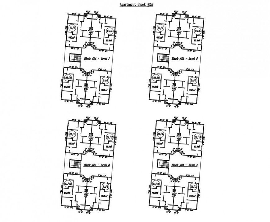 2 BHK apartment blocks level cad file