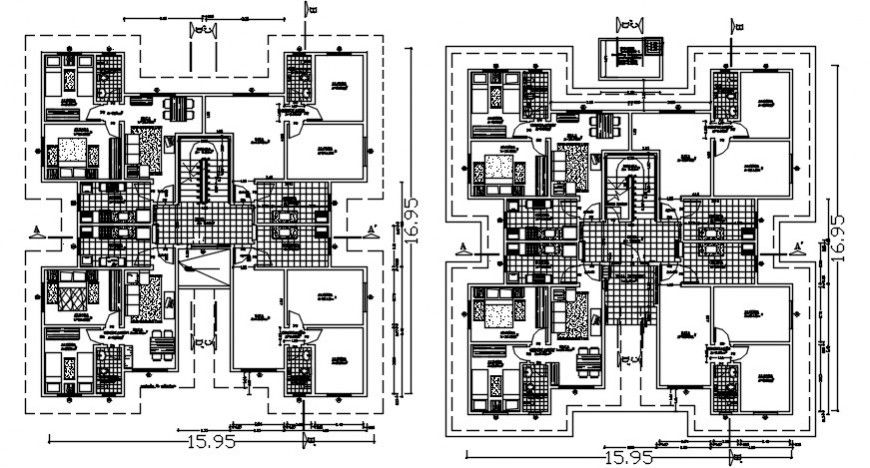 2 BHK Apartment layout drawing cad file
