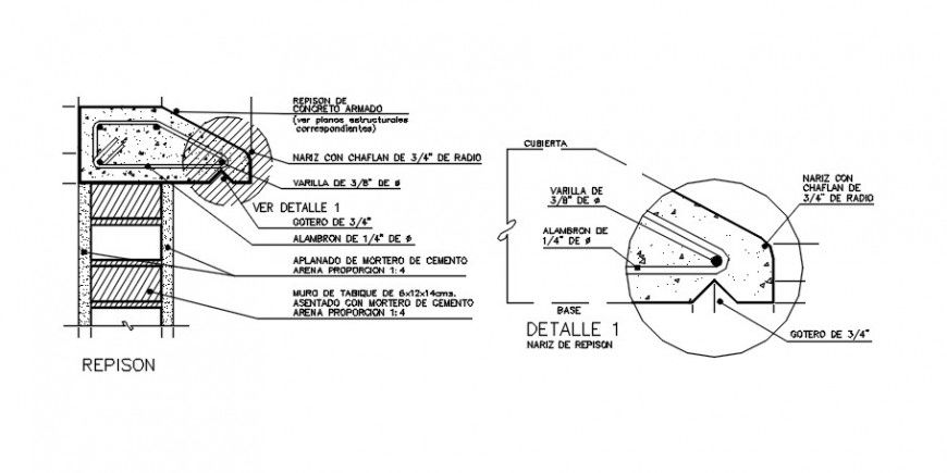 2 d cad drawing of corbel repison auto cad software
