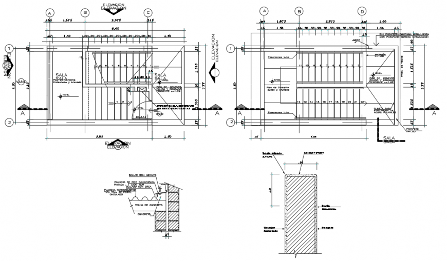2 d  cad drawing of  staircase elevation auto cad software