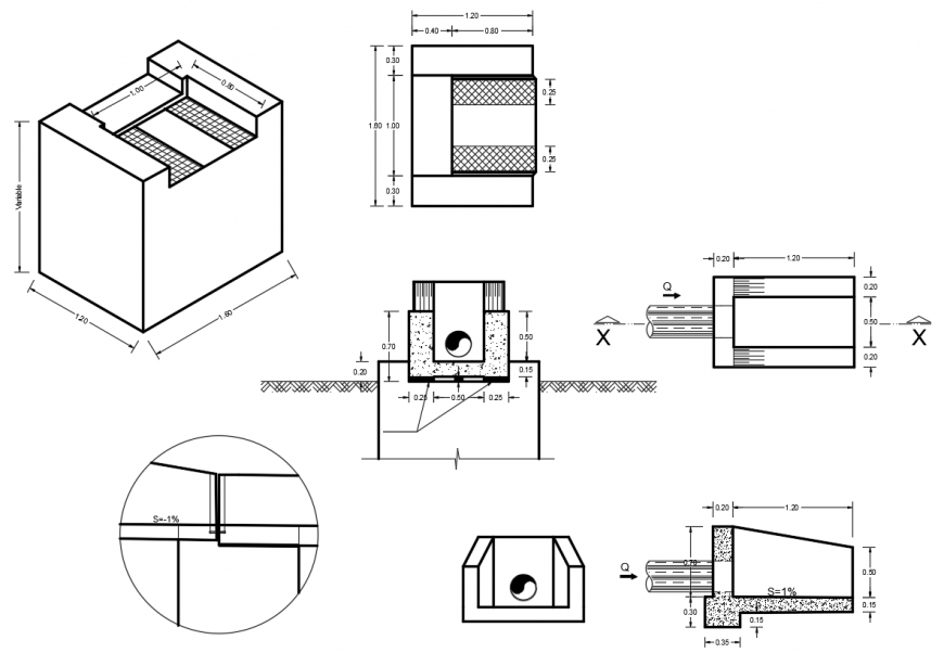 2 d  cad drawing of concrete filling auto cad software