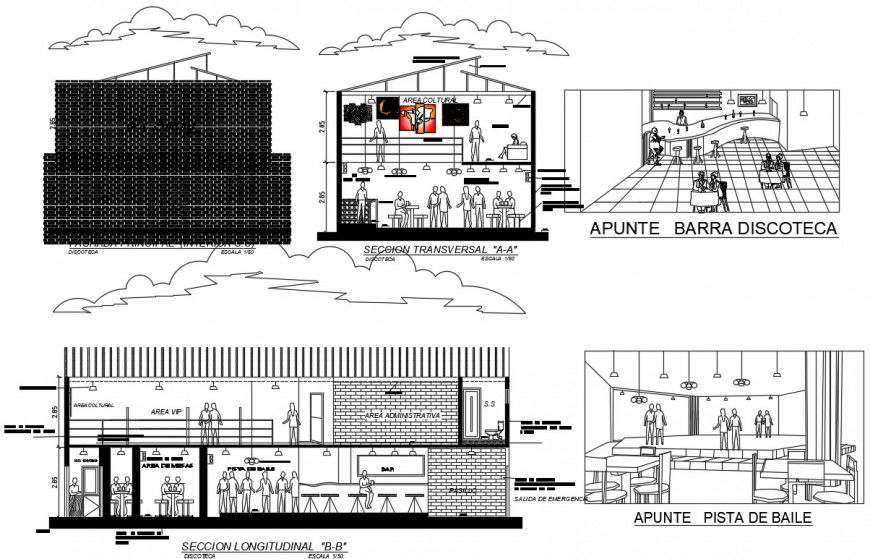 2 d cad drawing of restaurant bar elevation auto cad software