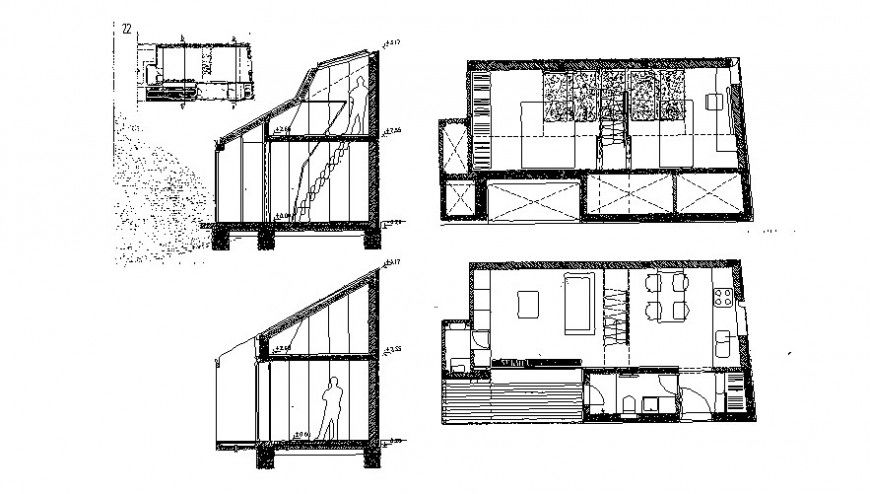 2 d cad drawing elevation of house layout Auto Cad software