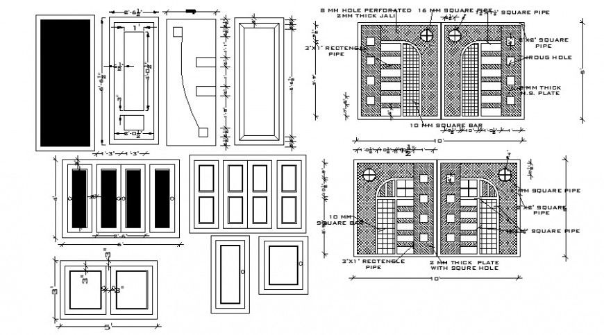 2 d cad drawing house main door design Auto Cad software