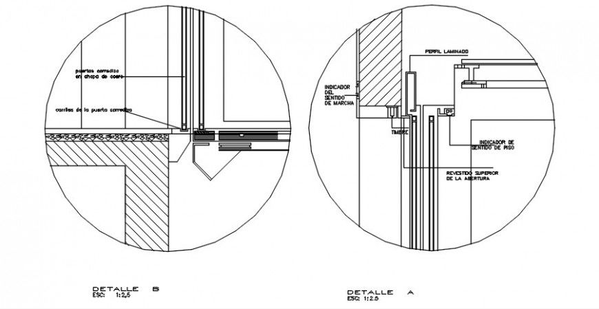 2 d cad drawing of a detail of elevator auto cad software