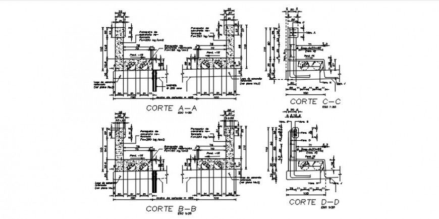 2 d cad drawing of a section of four drawing auto cad software