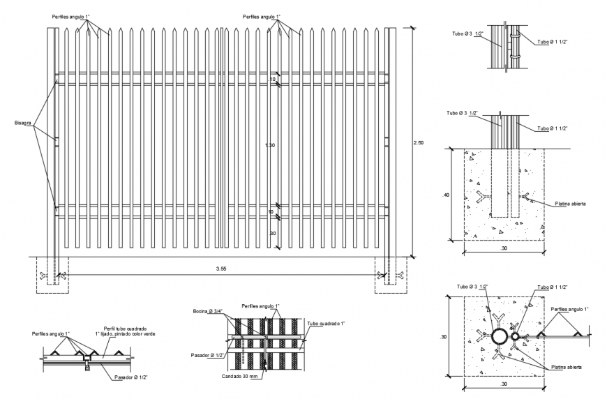 2 d cad drawing of access gate auto cad software