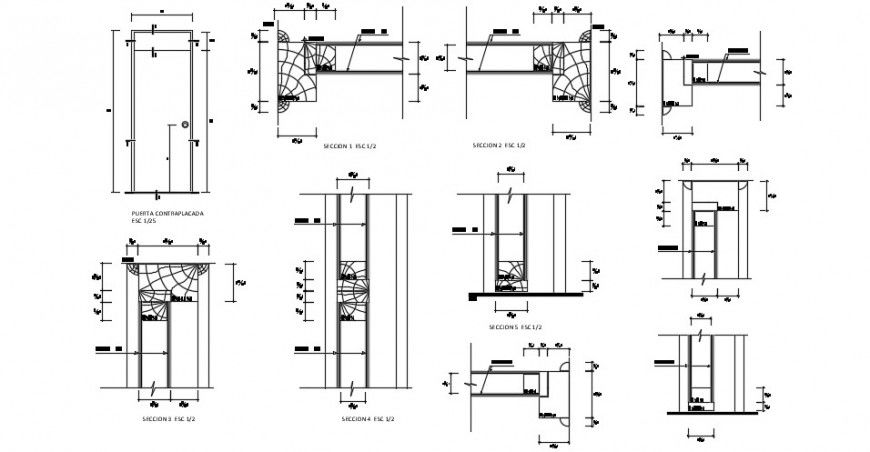 2 d cad drawing of Against door plate auto cad software