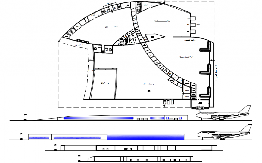 2 d cad drawing of airport elevation Auto Cad software