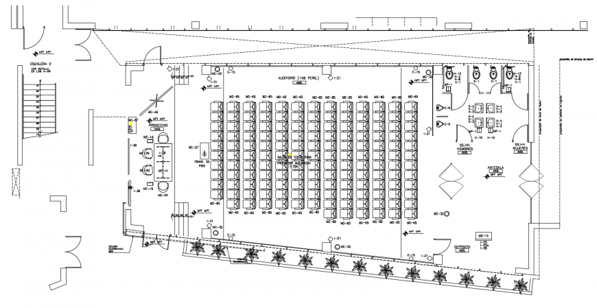 2 d cad drawing of auditorium auto cad software