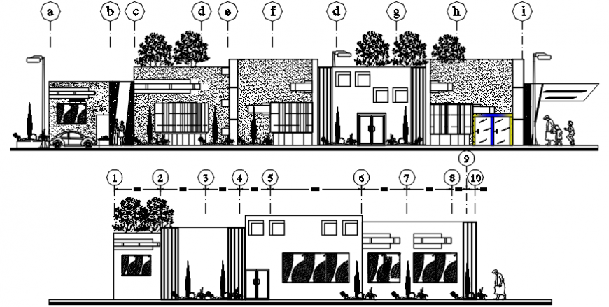 2 d cad drawing of bank office front elevation Auto Cad software