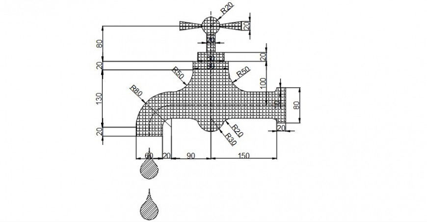 2 d cad drawing of bathroom faucet detail auto cad software
