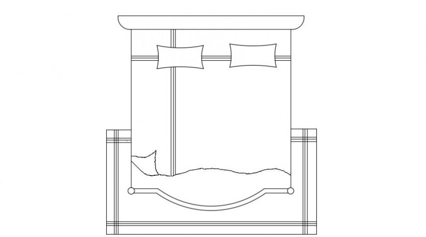 2 d cad drawing of bed top view elevation auto cad software