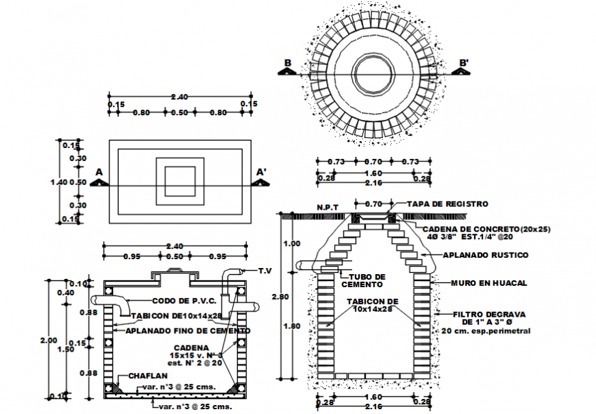 2 d cad drawing of brick pipelines Auto Cad software