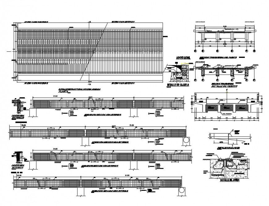 2 d cad drawing of bridge beam construction passage detail autocad software