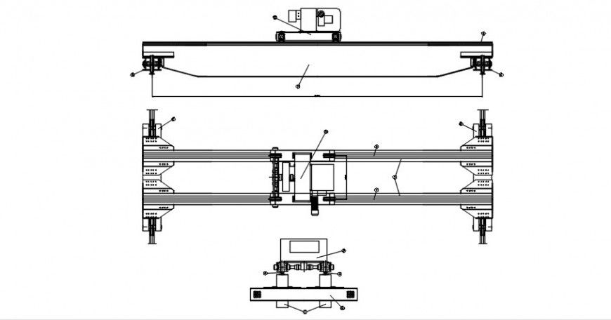 2 d cad drawing of bridge crane auto cad software
