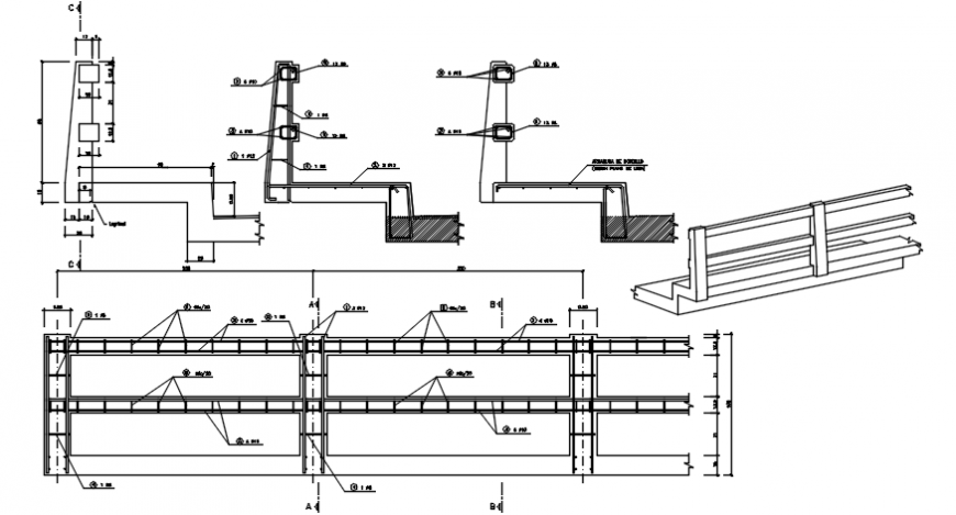 2 d cad drawing of bridge elevation tunnel Auto Cad software