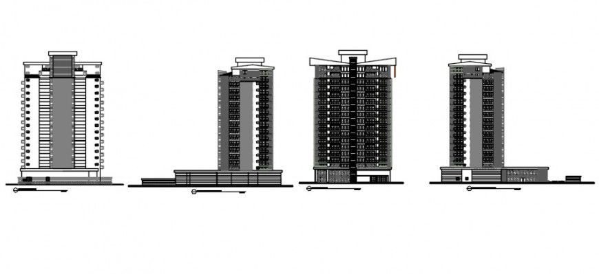 2 d cad drawing of building exterior with shops Auto Cad software