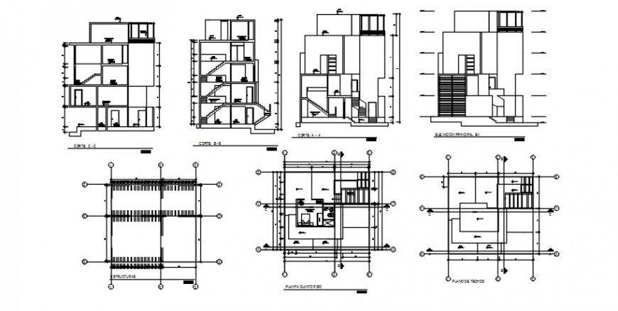 2 d cad drawing of building floor elevation Auto CAD software
