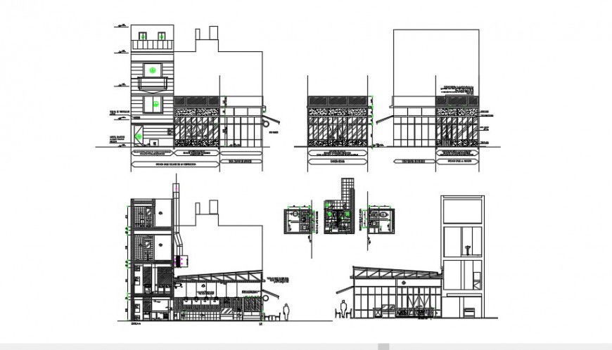 2 d cad drawing of Cafeteria exterior floor plan auto cad software