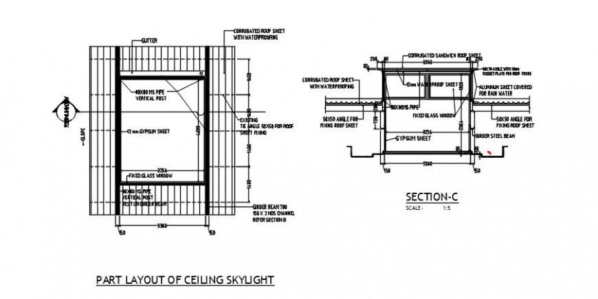 2 d cad drawing of ceiling skylight Auto Cad software
