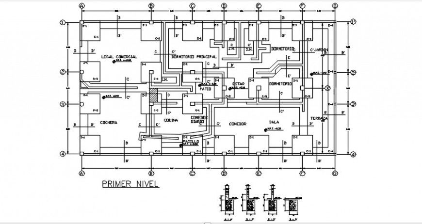 2 d cad drawing of cement construction plan auto cad software