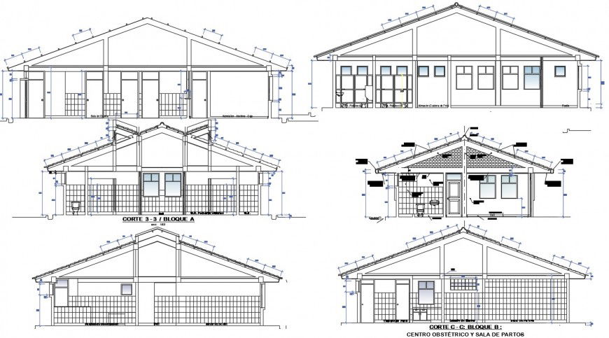 2 d cad drawing of clinic roof elevation auto cad software