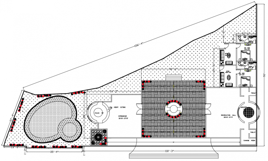 2 d cad drawing of clubhouse layout auto cad software