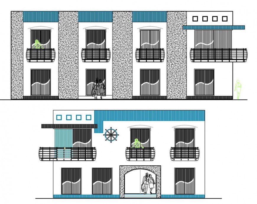 2 d cad drawing of commercial store elevation 2 Auto Cad software