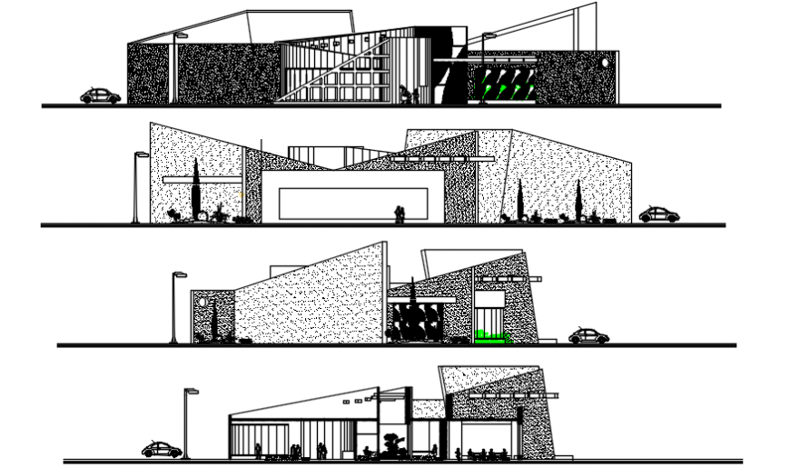 2 d cad drawing of communication elevation Auto Cad software
