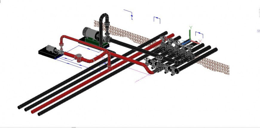 2 d cad drawing of constructed terrace pipelines autocad software