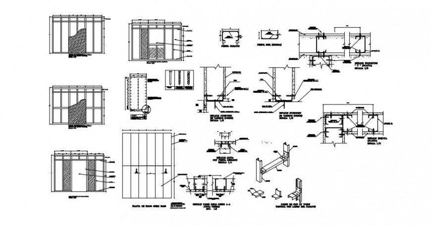 2 d cad drawing of Detail drywall auto cad software