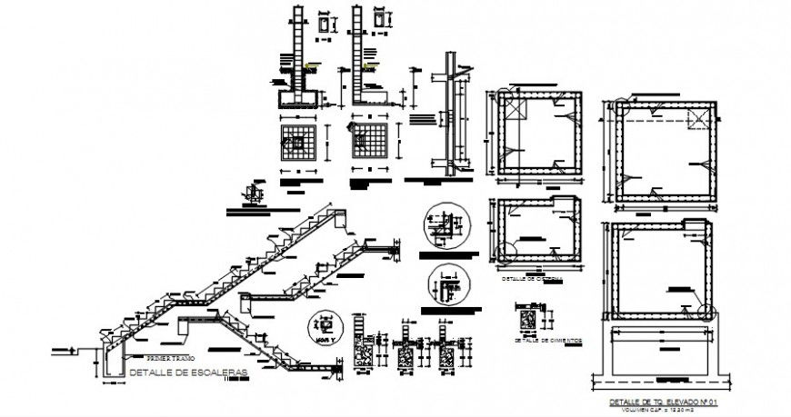 2 d cad drawing of detailed apartment staircase auto cad software