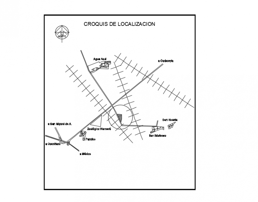 2 d cad drawing of direction map route Auto Cad software