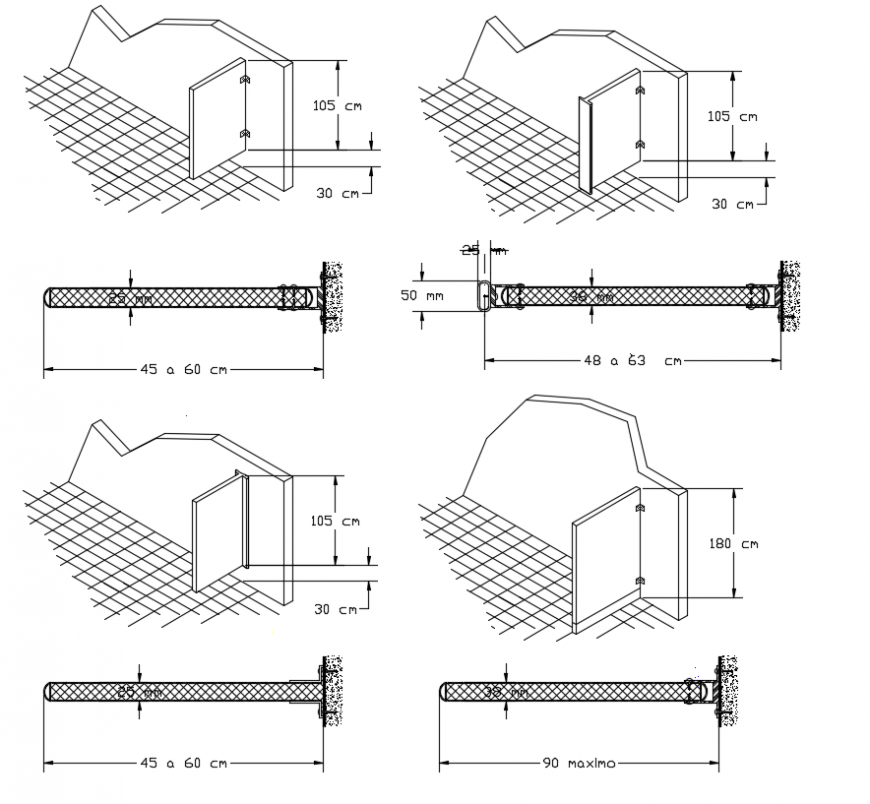2 d cad drawing of door elevation and installation auto cad software