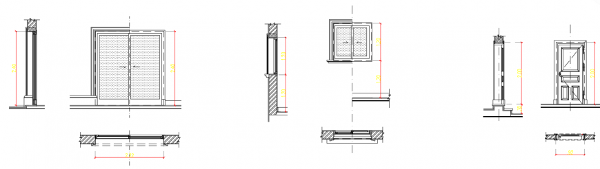2 d cad drawing of door elevation auto cad software