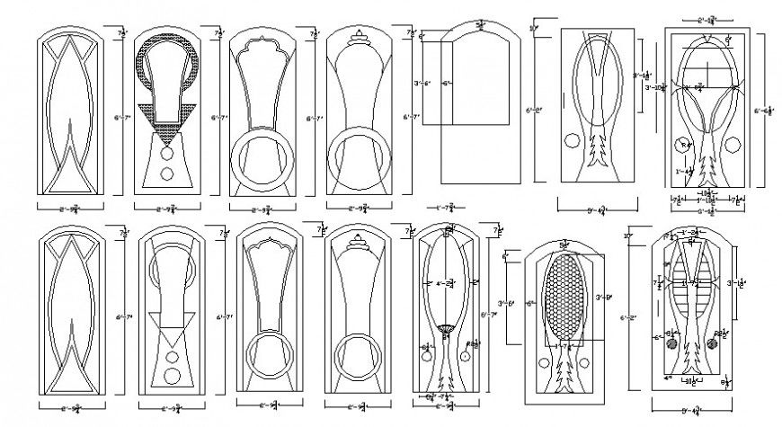 2 d cad drawing of door spring grill door design Auto Cad software