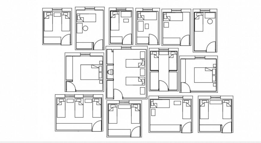 2 d cad drawing of double bedded room plan auto cad software