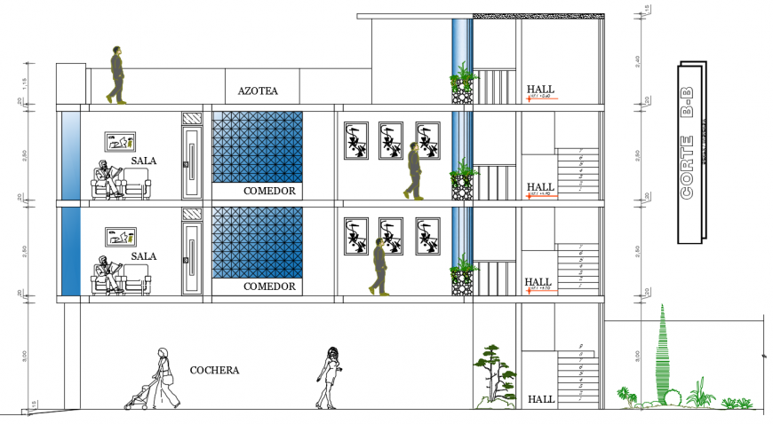 2 d cad drawing of elevation of floor auto cad software