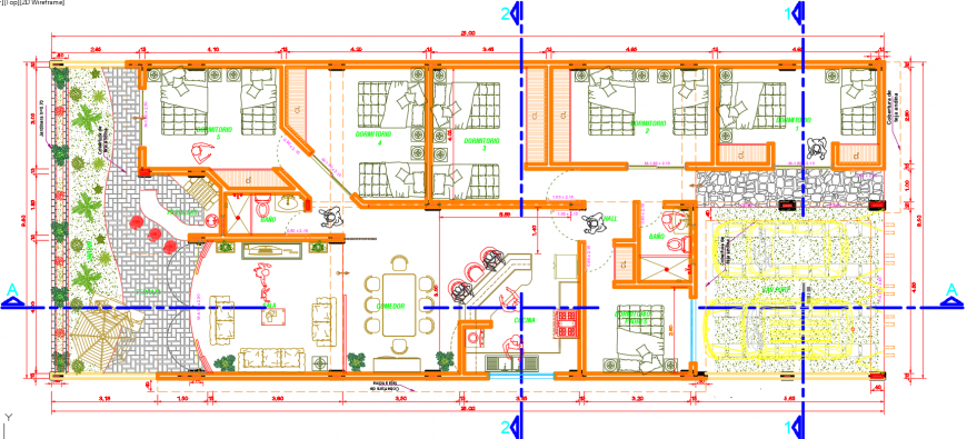 2 d cad drawing of existing plan outline Auto Cad software
