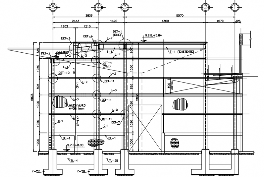 2 d cad drawing of expansion workshop elevation pillars elevation Auto Cad software