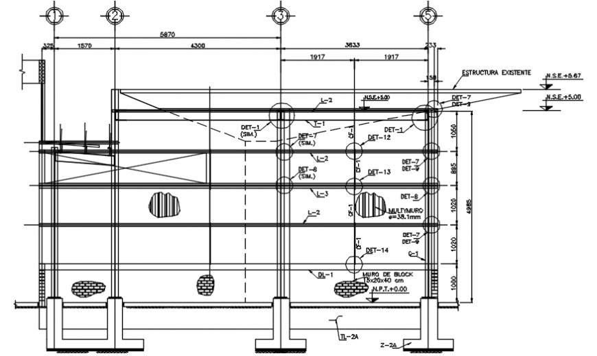 2 d cad drawing of expansion workshop pillars elevation Auto Cad software