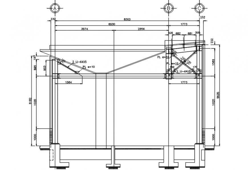 2 d cad drawing of expansion workshop rough plan Auto Cad software